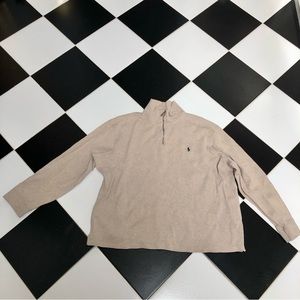 Vintage Y2K Polo by Ralph Lauren Pullover Sweater Quarter Zip Oatmeal Neutral